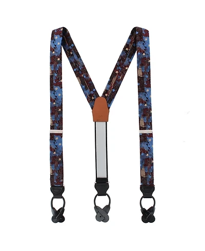 Trafalgar Men's Nyc Proud Silk Novelty Button End Suspenders