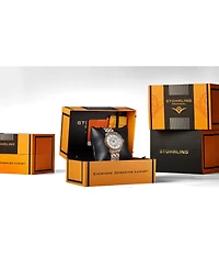 Stuhrling Women's Original Celestia Quartz Crystal Bezel Two-Tone Stainless Steel Bracelet Watch 38mm