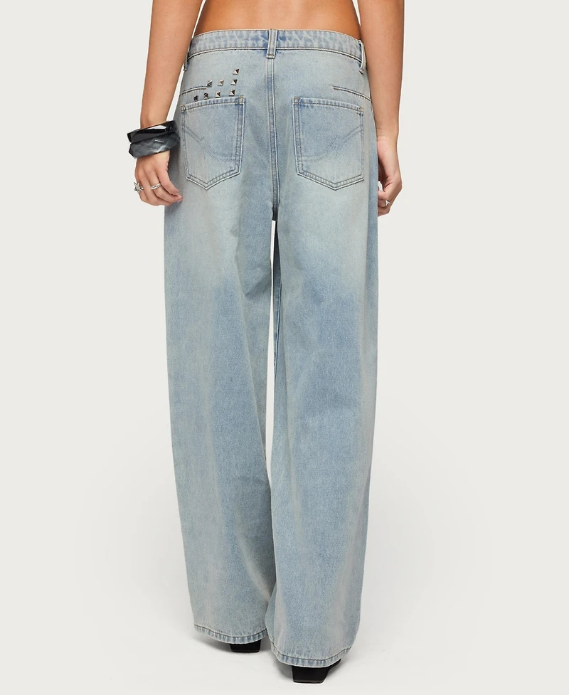 Edikted Women's Oaklee Studded Low Rise Baggy Jeans