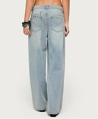 Edikted Women's Oaklee Studded Low Rise Baggy Jeans