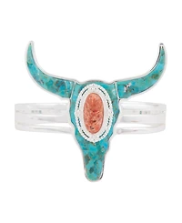 Barse Longhorn Blue Turquoise Silver Cuff Bracelet