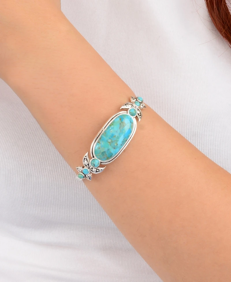 Barse Emile Blue Turquoise Silver Cuff Bracelet
