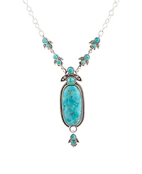 Barse Emile Silver and Blue Turquoise Pendant Necklace