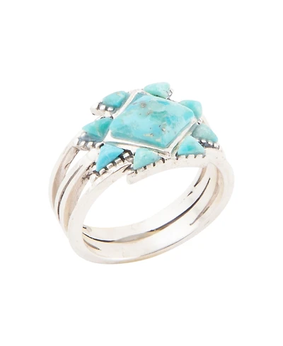 Barse Sharp Blue Turquoise and Silver Ring