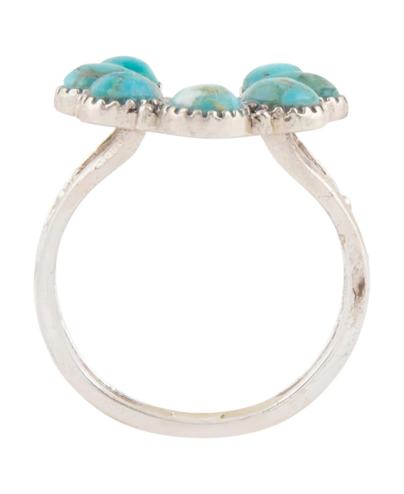 Barse Floral Blue Turquoise and Silver Ring