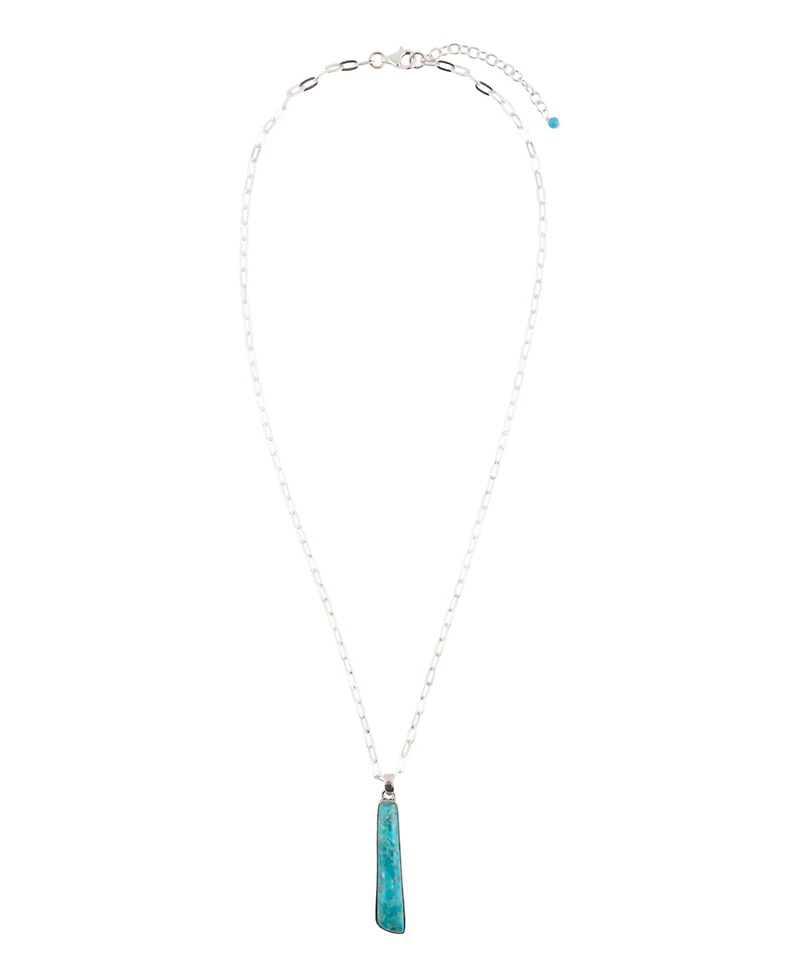 Barse Pueblo Blue Turquoise and Silver Pendant Necklace