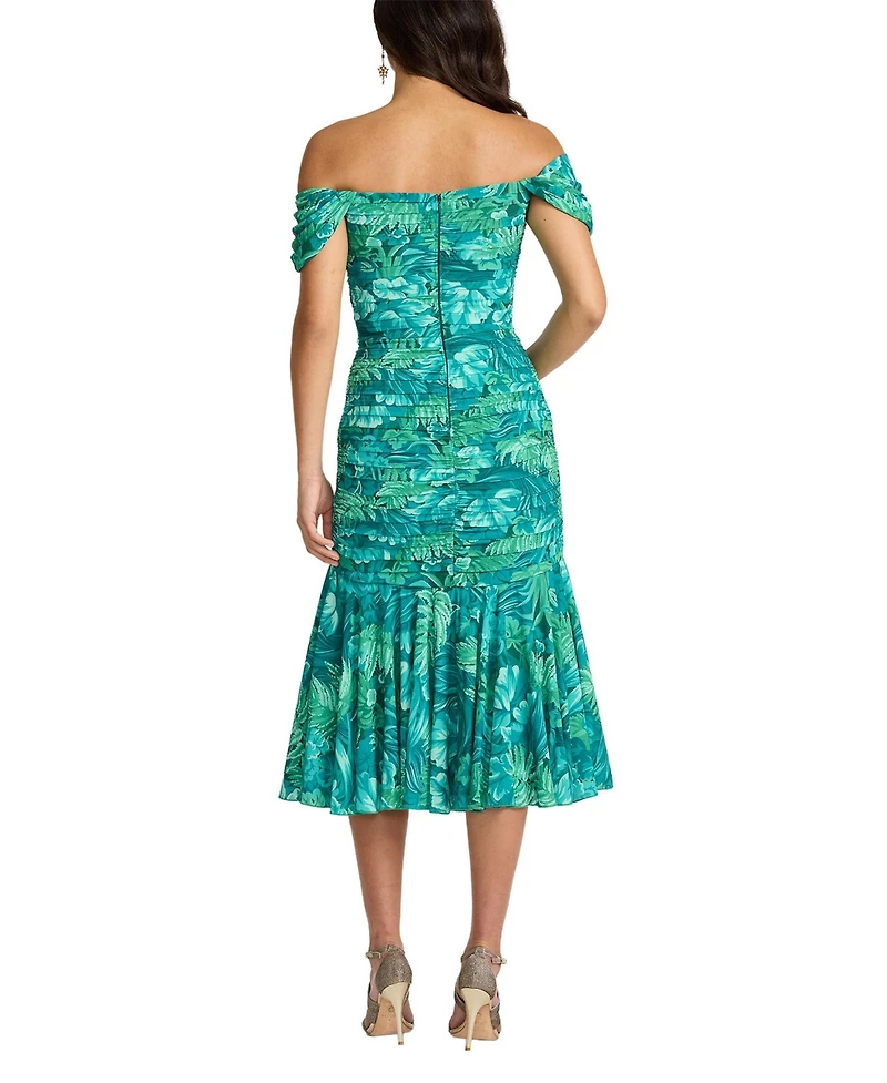 Tadashi Shoji Women's Cabbie Foliage Print Midi Dress
