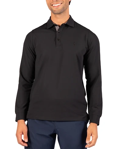 TailorByrd Men's Micro Grid Long Sleeve Performance Polo