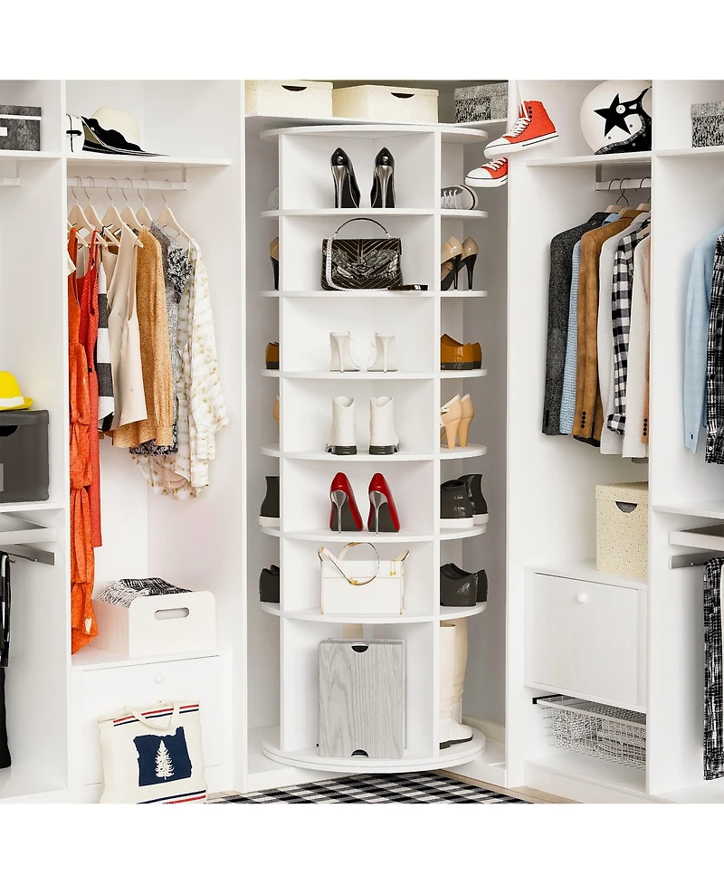 Flynama 7 Tier 360 Degree Rotating Shoe Rack Tower Large Capacity Free Standing Shoe Organizer