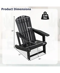 Sugift Hdpe Adirondack Chair with Cup Holder and Wood Texture for Patio