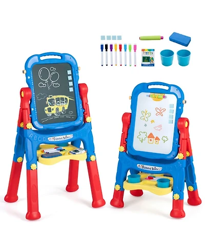 Sugift 4-in-1 Kids Art Easel with Adjustable Height