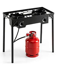 Hongge 160000 Btu 2 Burner Propane Camping Stove with Regulator Hose