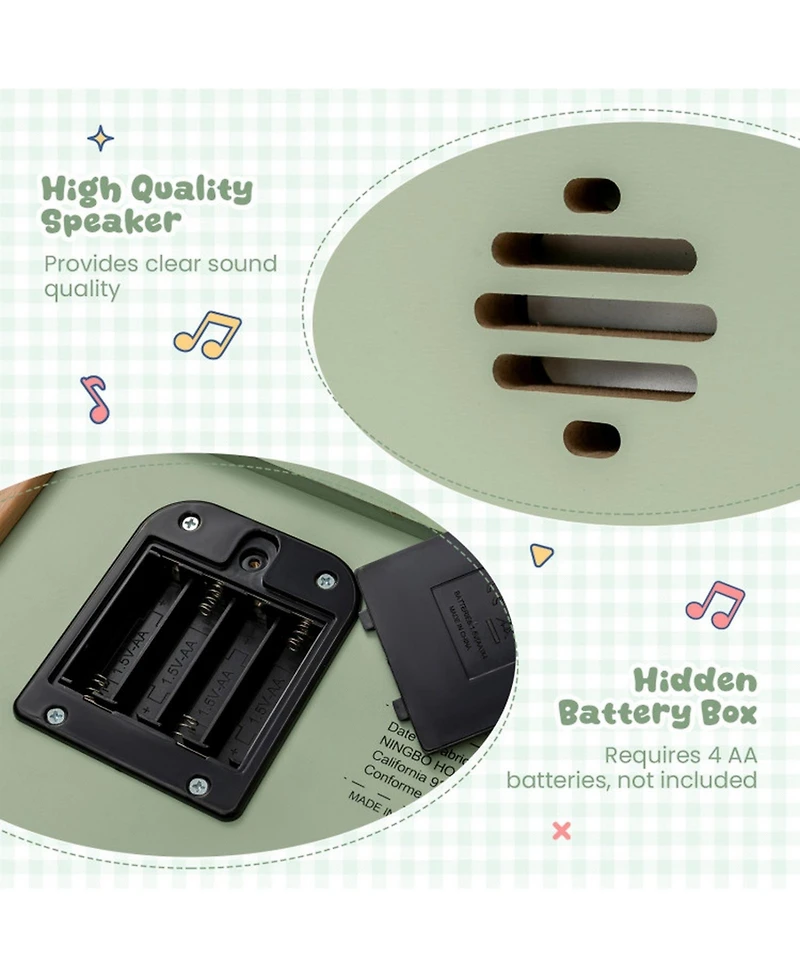 Hongge 18-Key Wooden Battery-Operated Piano, Ages 3+