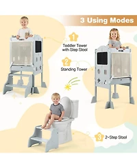 Hongge 3-In-1 Foldable Toddler Tower Convertible to 2-Step Stool