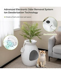 Sugift Smart Plant Cat Litter Box with Electronic Odor Removal and Sterilization