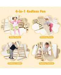 Hongge Ages 1+ 4-in-1 Wooden Indoor Jungle Gym