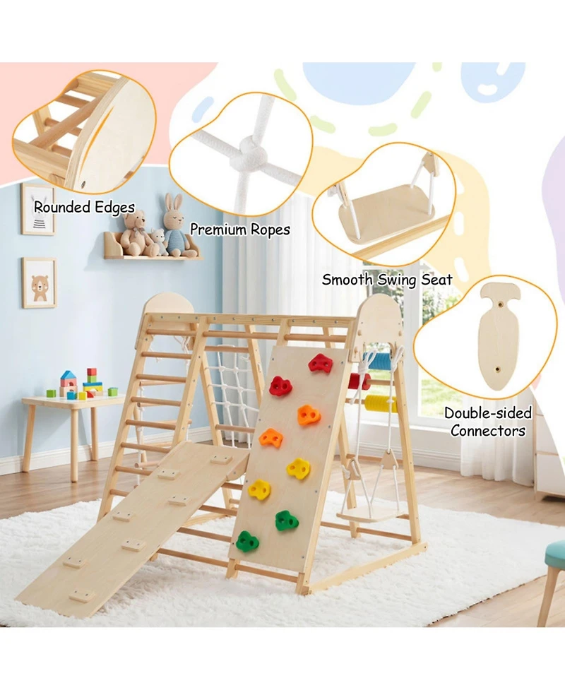 Hongge Ages 3+ 8-in-1 Foldable Wooden Indoor Jungle Gym