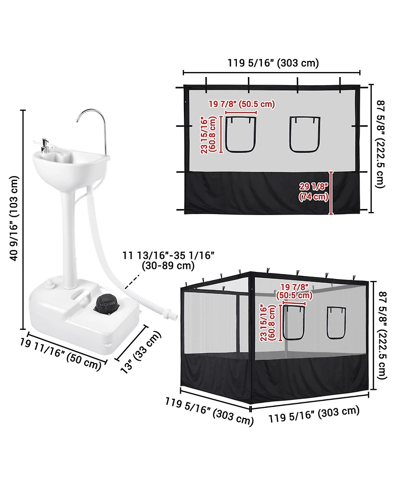 Yescom InstaHibit 10x10Feet Pop Up Canopy Mesh Sidewalls and 17L Portable Hand Wash Station Combo, Food Vendor Booth Sanitation Kit for Outdoor Event