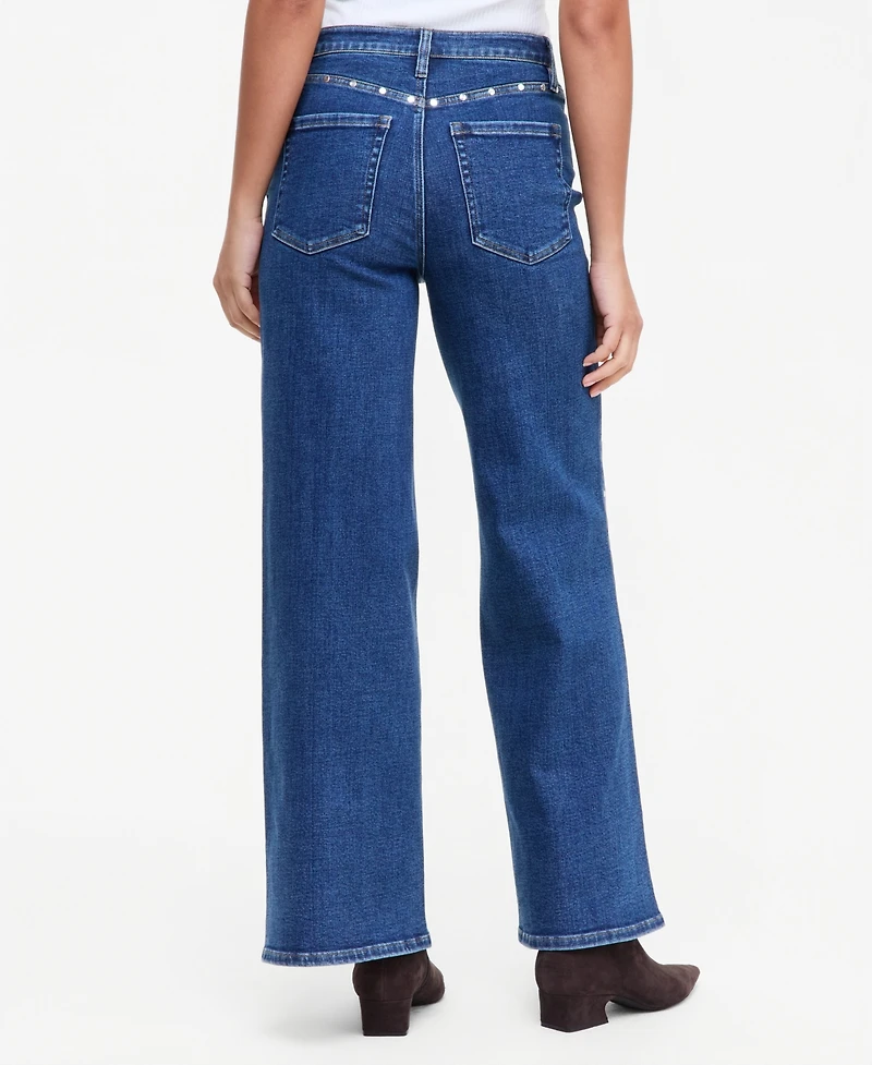 I.n.c. International Concepts Women's High-Rise Wide-Leg Studded Jeans, Macy's Exclusive