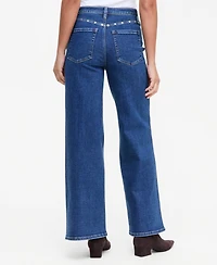 I.n.c. International Concepts Women's High-Rise Wide-Leg Studded Jeans, Macy's Exclusive