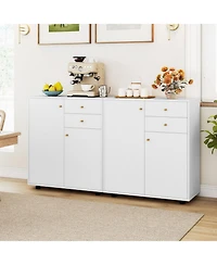 Sugift Kitchen Sideboard Buffet Cabinet Coffee Bar with 2 Drawers 2 Doors and 3 Adjustable Shelves
