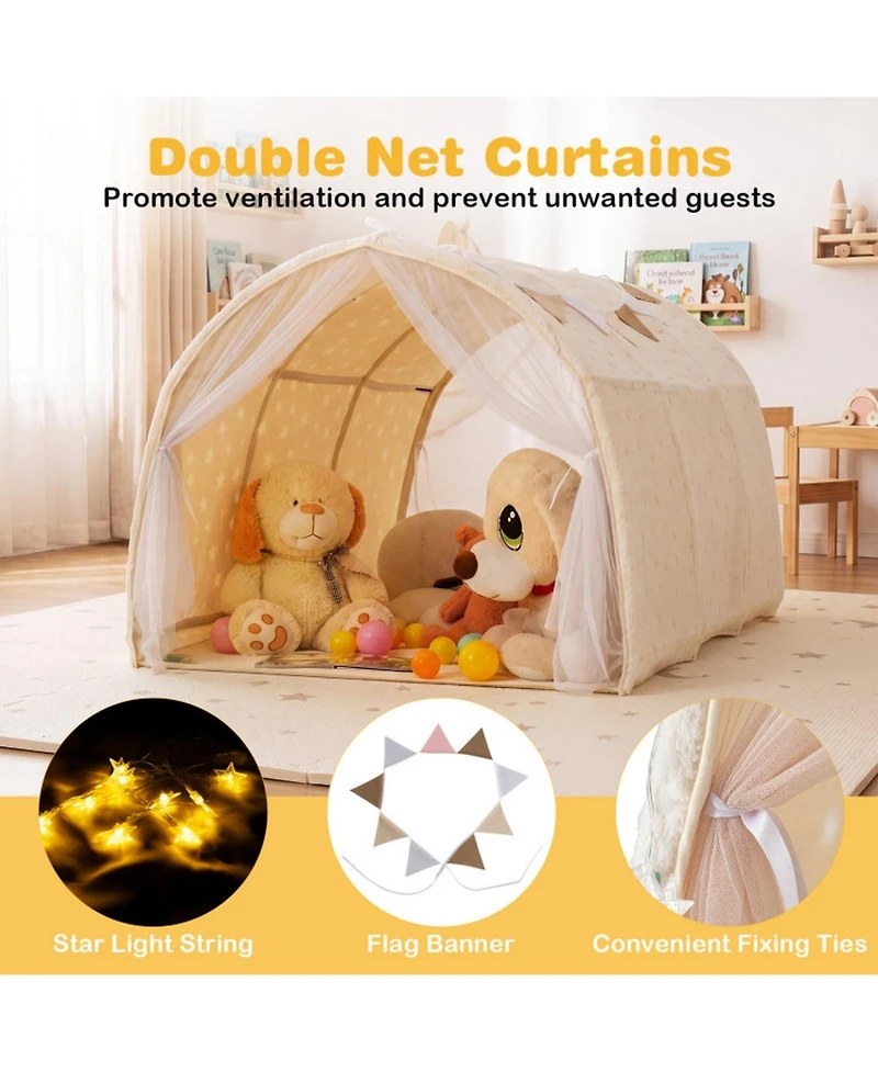 Hongge Glow-in-the-Dark Stars Twin Bed Flannel Canopy Tent, Ages 3+