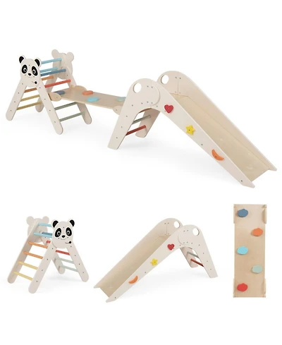 Hongge Foldable Wooden Montessori-Style 3-Piece Climbing Set, Ages 3+