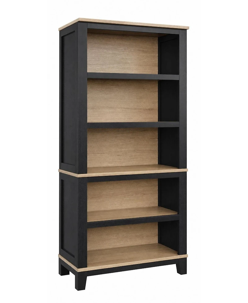 homfan 71" Farmhouse Bookcase with Adjustable Shelves – 5-Tier Two-Tone Wood Display Cabinet for Living Room and Home Office