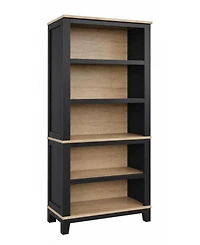 homfan 71" Farmhouse Bookcase with Adjustable Shelves – 5-Tier Two-Tone Wood Display Cabinet for Living Room and Home Office