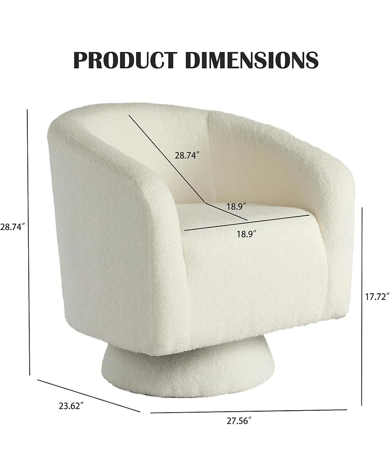 homfan Swivel Accent Chair with Wood Base - 360degree(s) Swivel Barrel Chair, Boucle Armchair for Living Room and Reading Nook