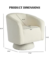 homfan Swivel Accent Chair with Wood Base - 360degree(s) Swivel Barrel Chair, Boucle Armchair for Living Room and Reading Nook