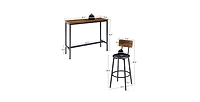 Flynama 2-Piece Bar Table Set with Pu Soft Seat Stools, Space-Saving for Small Kitchen and Living Room