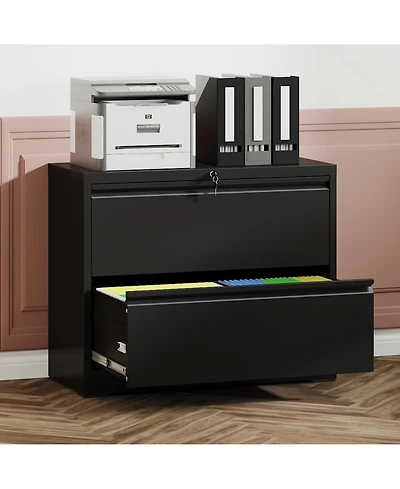 Flynama 2 Drawer Metal File Cabinet with Lock for Letter Legal A4 Files