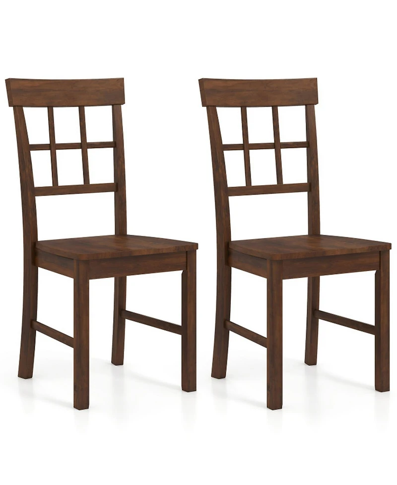Sugift Set of 2 Rubber Wood Dining Chairs with High Backrests
