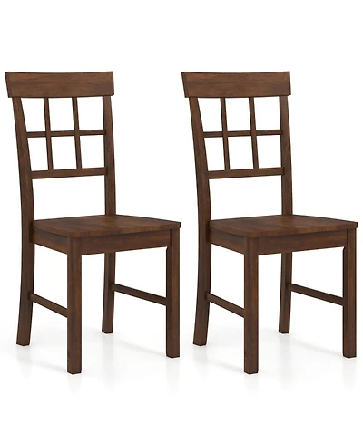 Sugift Set of 2 Rubber Wood Dining Chairs with High Backrests
