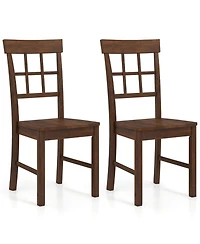 Sugift Set of 2 Rubber Wood Dining Chairs with High Backrests