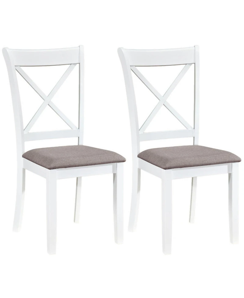 Sugift Set of 2 Rubber Wood Dining Chairs with Comfortable Backrest and Padded Seat
