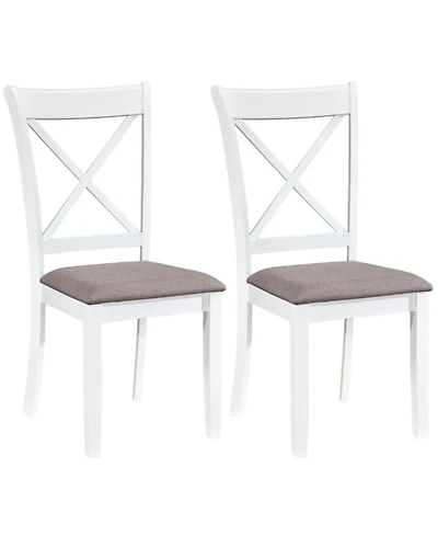Sugift Set of 2 Rubber Wood Dining Chairs with Comfortable Backrest and Padded Seat