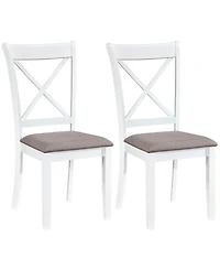 Sugift Set of 2 Rubber Wood Dining Chairs with Comfortable Backrest and Padded Seat