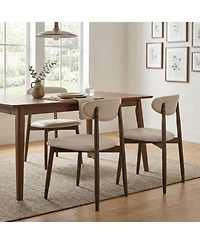 Sugift Set of 2 Modern Upholstered Wooden Dining Chairs with Curved Backrest