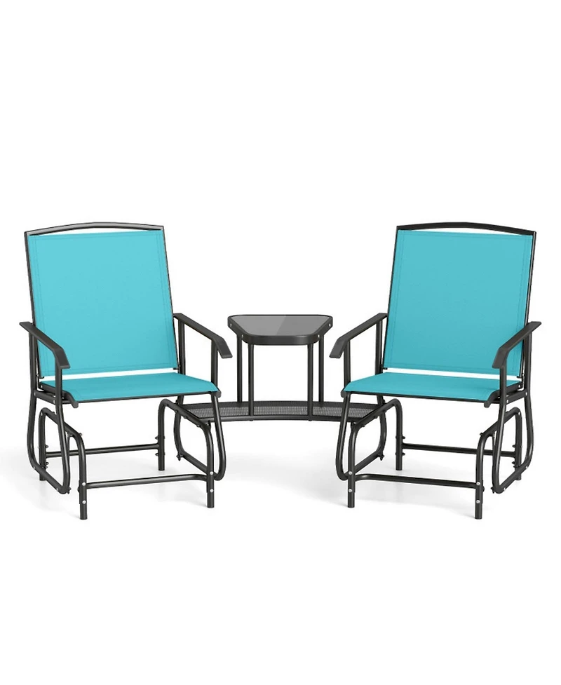 Sugift 2-Seater Outdoor Glider Bench with 2-Tier Center Table