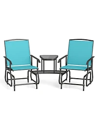 Sugift 2-Seater Outdoor Glider Bench with 2-Tier Center Table