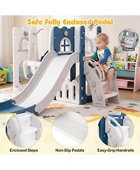 Sugift Toddler 7-in-1 L-Shaped Basketball Hoop Swing and Slide Set
