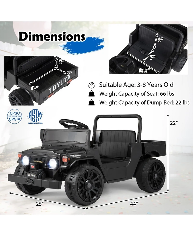 Sugift 12V Electric Ride-On Truck with Remote Control and Dump Bed, Ages 3+