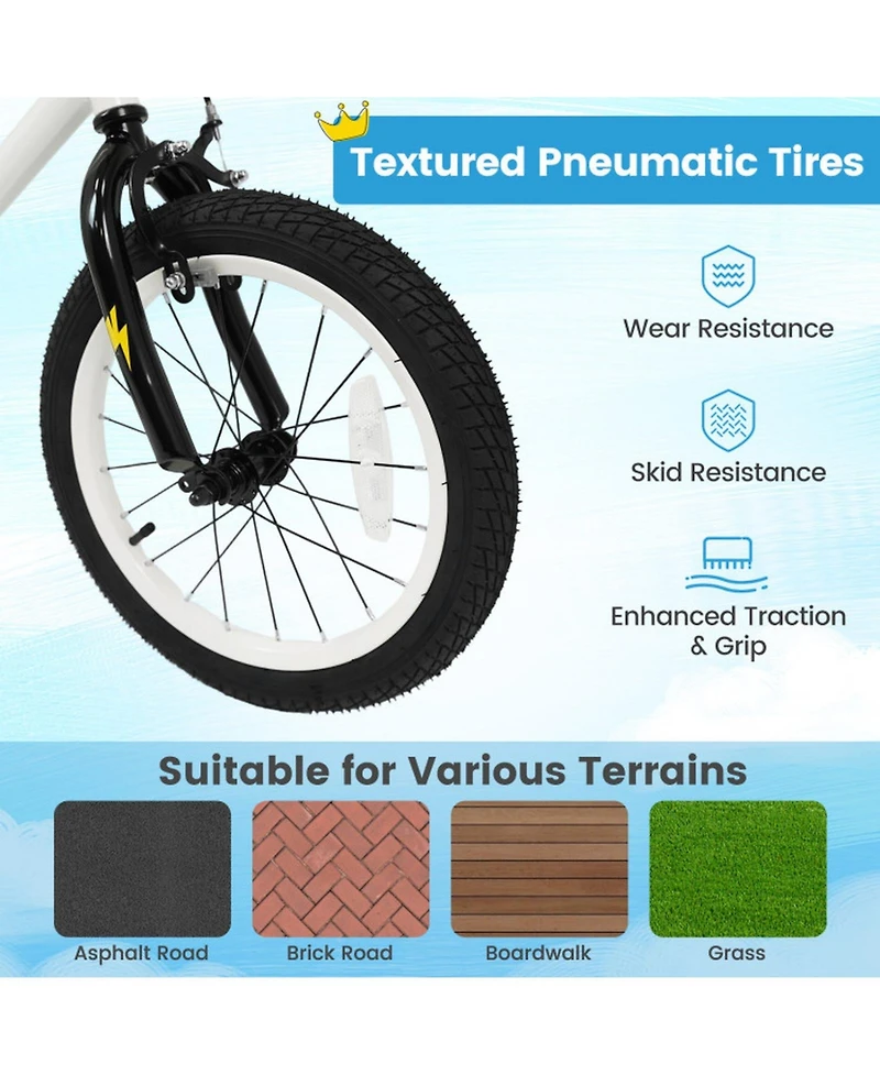Sugift 16 in Kids' Bike with Training Wheels and Dual Brakes, Ages 4-7