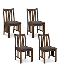 Sugift Set of 4 Rubber Wood Dining Side Chairs with Cushioned Seats and Slat Back
