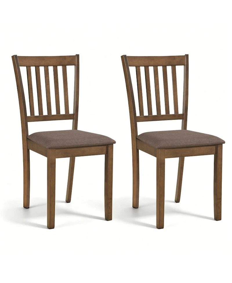 Sugift Set of 2 Upholstered Wooden Dining Chairs with Rubber Wood Frame