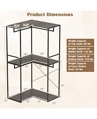 Hongge Heavy Duty 3-Tier Clothes Rack with Two Hanging Rails