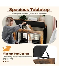 Hongge 38 in Mobile Industrial Dog Kennel with Flip-Up Tabletop