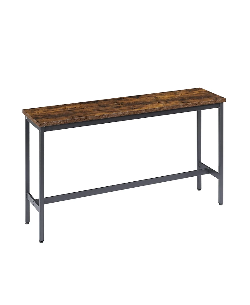 Flynama 4-Piece Long Bar Table Set with 3 Pu Stools, Industrial for Kitchen and Living Room